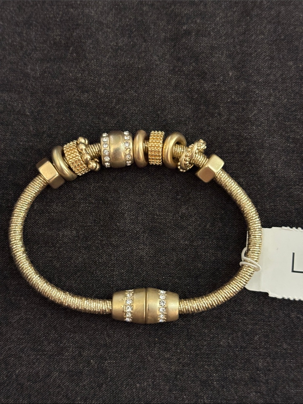 LOFT Gold-Tone Charm Bangle Bracelet with Crystal Accents